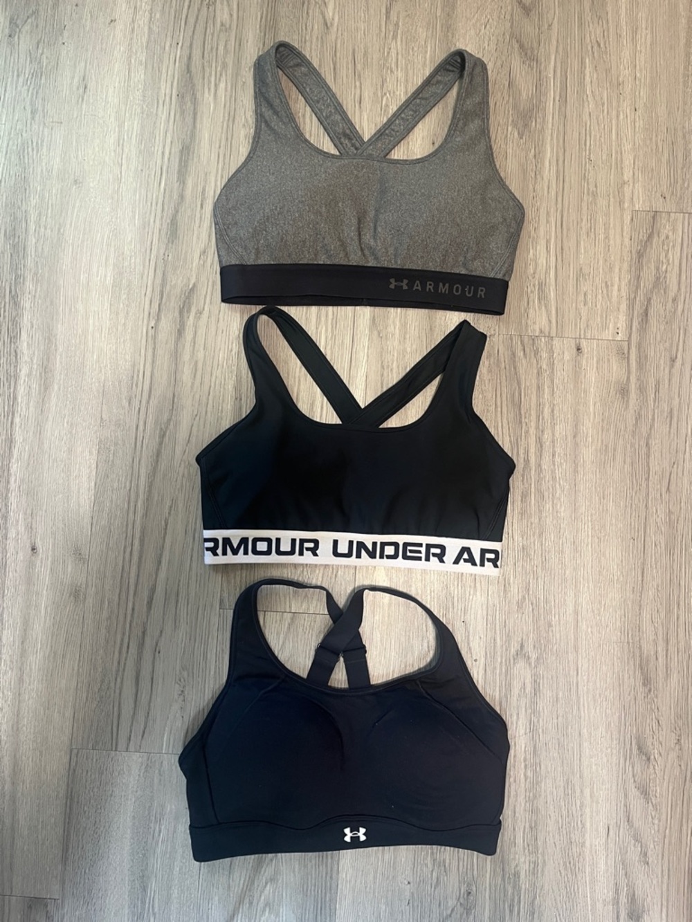 Under Armour Black and Gray Women's Sports Bra Trio - Crossback Styles